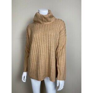 Lord & Taylor women's knittTurtleneck Sweater plus size 1X in camel heather $120